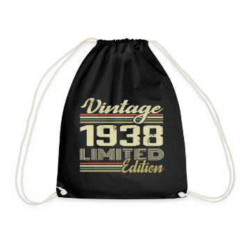 Birthday 86 Years Vintage 1938 Gift 1938 - Drawstring Bag - black - Front