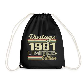 Geburtstag 43 Jahre Jahrgang 1981 Geschenk 1981 - Turnbeutel - Schwarz - Vorne