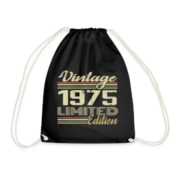 Birthday 49 Years Vintage 1975 Gift 1975 - Drawstring Bag - black - Front