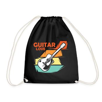 Gitarre Liebe Musik Illustration vintage retro - Turnbeutel - Schwarz - Vorne