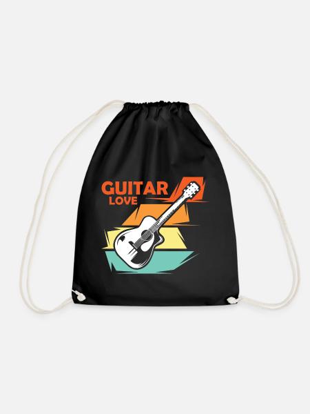 Gitarre Liebe Musik Illustration vintage retro - Turnbeutel - Schwarz
