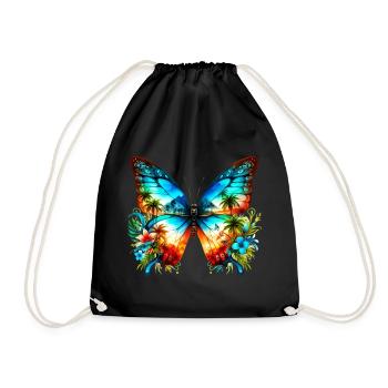 Butterfly - Drawstring Bag - black - Front