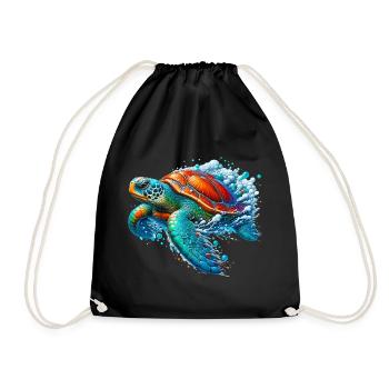 Turtle - Drawstring Bag - black - Front