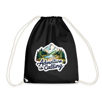 Adventure Is Calling Illustration Design - Drawstring Bag - black - Front