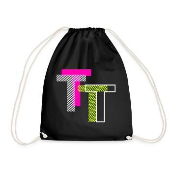 Letter T - Drawstring Bag - black - Front