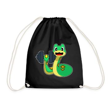 Snake Bodybuilder Dumbbell Bodybuilding - Drawstring Bag - black - Front