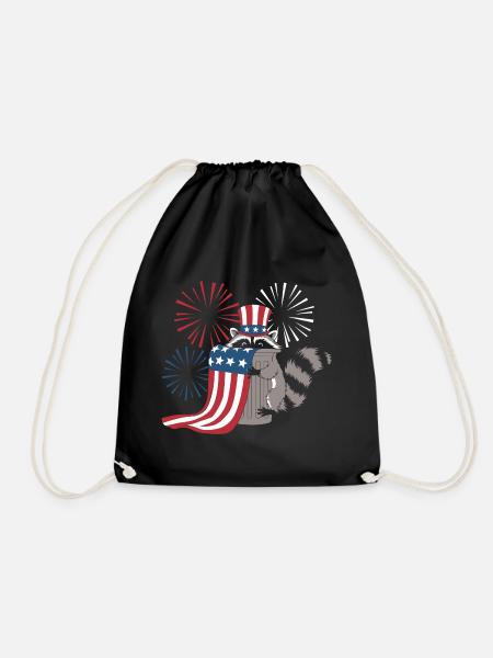 Patriotisches Waschbär-Feuerwerk - Turnbeutel - Schwarz
