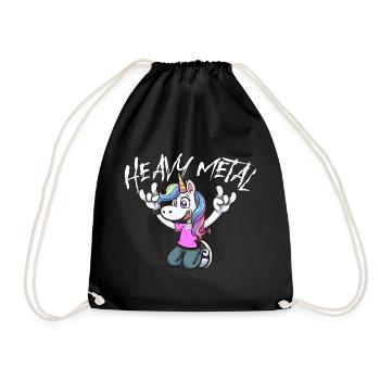 Unicorn Metal Road Trip Design Kids Girls - Drawstring Bag - black - Front