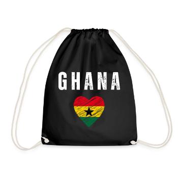 I love Ghana, Ghana flag - Drawstring Bag - black - Front