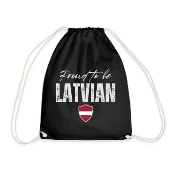 Proud Latvian, Made in Latvia - Drawstring Bag - black - Front