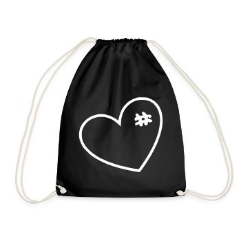 Coeur blanc avec points de suture - Sac de sport léger - noir - Devant