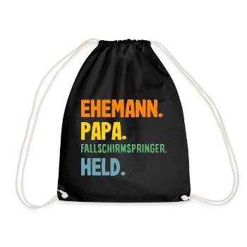 Funny skydiver adrenaline junkie dad - Drawstring Bag - black - Front