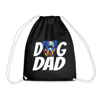 Dog Dad Rottweiler Shirt – Proud Rottweiler Owner - Drawstring Bag - black - Front