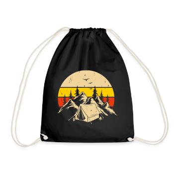 Hiking Hiker Mountaineer Gift - Drawstring Bag - black - Front