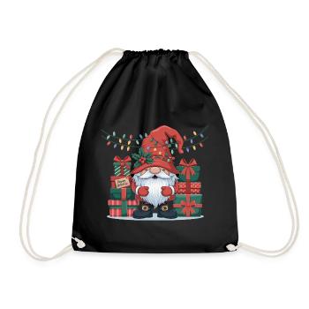 Christmas Gnome Gnome - Drawstring Bag - black - Front