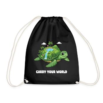 Tortue insulaire avec cascade - Sac de sport léger - noir - Devant
