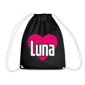 I Love Luna Pink Heart I Love Luna - Drawstring Bag - black - Front