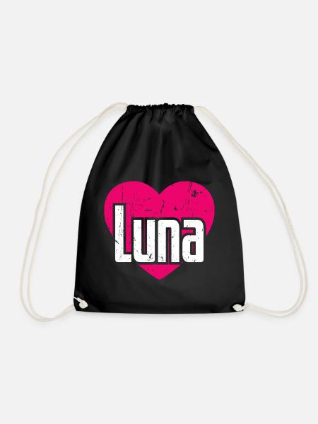 I Love Luna Pinkes Herz Ich liebe Luna - Turnbeutel - Schwarz
