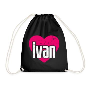 I Love Ivan Pinkes Herz Ich liebe Ivan - Turnbeutel - Schwarz - Vorne