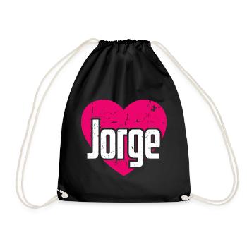 I Love Jorge Pinkes Herz Ich liebe Jorge - Turnbeutel - Schwarz - Vorne