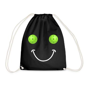 Pickleball Happy Face - Turnbeutel - Schwarz - Vorne