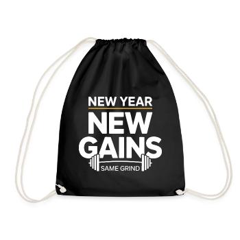 Nouvelle année : nouveaux gains – Même dicton de la salle de sport - Sac de sport léger - noir - Devant