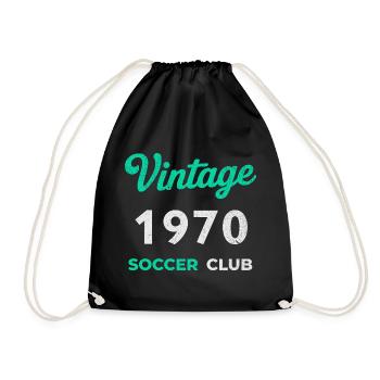 Vintage 1970 – Soccer Club Retro Birth Year - Drawstring Bag - black - Front