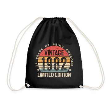 Vintage 1982 Limited Edition 44th Birthday  - Drawstring Bag - black - Front