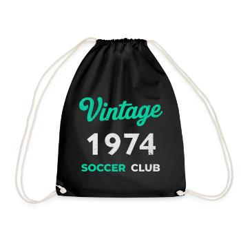 Vintage 1974 – Soccer Club Retro Birth Year - Drawstring Bag - black - Front