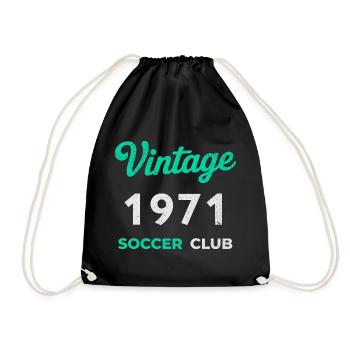 Vintage 1971 – Soccer Club Retro Birth Year - Drawstring Bag - black - Front
