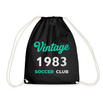 Vintage 1983 – Soccer Club Retro Birth Year - Drawstring Bag - black - Front