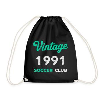 Vintage 1991 – Soccer Club Retro Birth Year - Drawstring Bag - black - Front