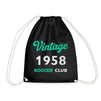 Vintage 1958 – Soccer Club Retro Birth Year - Drawstring Bag - black - Front
