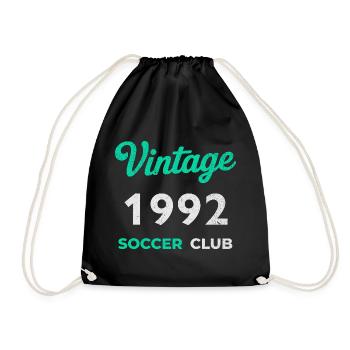 Vintage 1992 – Soccer Club Retro Birth Year - Drawstring Bag - black - Front