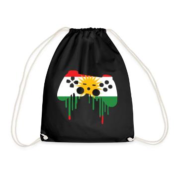 Kurdish gaming flag - Drawstring Bag - black - Front