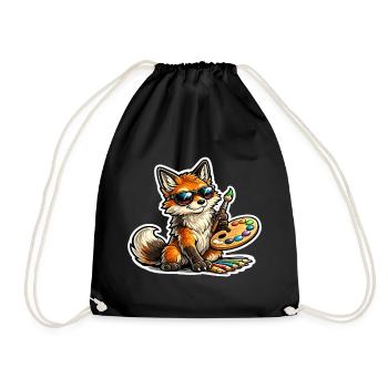 Naughty Fox Painter with Palette - Drawstring Bag - black - Front