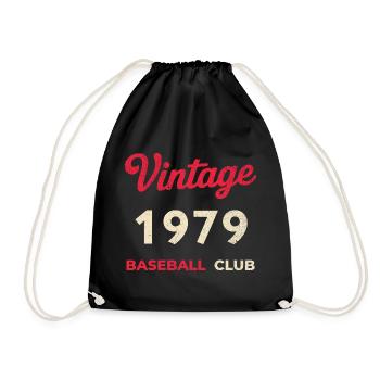 Vintage 1979 – Baseball Club Retro Birth Year - Drawstring Bag - black - Front