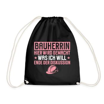 Builder Funny Gift House Building Construction Site - Drawstring Bag - black - Front
