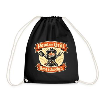 Papa am Grill – Vatertag Geschenk Design - Turnbeutel - Schwarz - Vorne