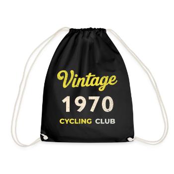 Vintage 1970 – Cycling Club Retro Birth Year - Drawstring Bag - black - Front