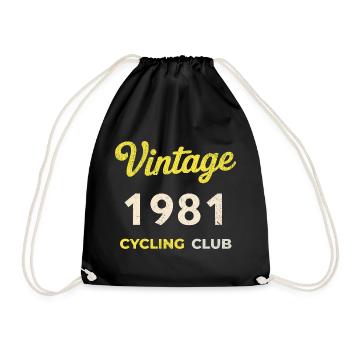 Vintage 1981 – Cycling Club Retro Birth Year - Drawstring Bag - black - Front