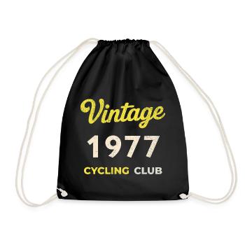 Vintage 1977 – Cycling Club Retro Birth Year - Drawstring Bag - black - Front