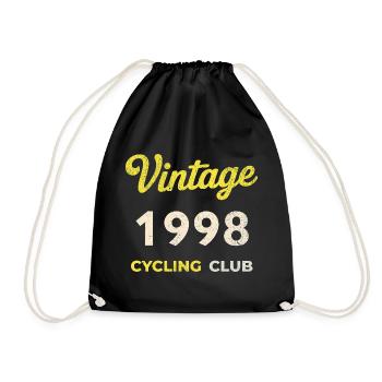 Vintage 1998 – Cycling Club Retro Birth Year - Drawstring Bag - black - Front