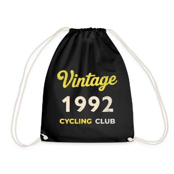 Vintage 1992 – Cycling Club Retro Birth Year - Drawstring Bag - black - Front