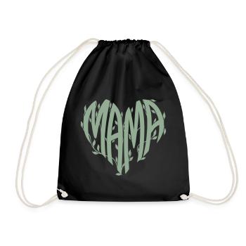 Mom Heart Nature Font - Drawstring Bag - black - Front