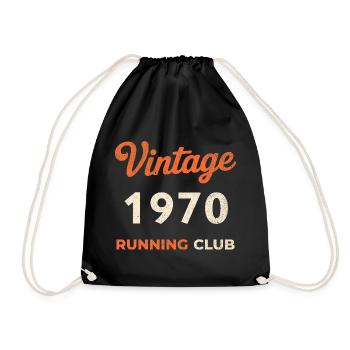 Vintage 1970 Running Club Geburtstag Geschenkidee - Turnbeutel - Schwarz - Vorne