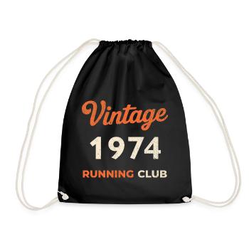 Vintage 1974 Running Club Geburtstag Geschenkidee - Turnbeutel - Schwarz - Vorne