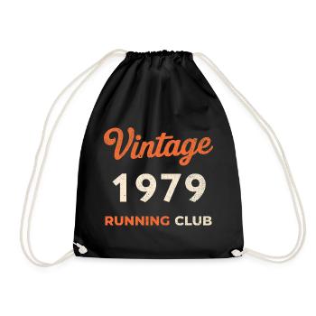 Vintage 1979 Running Club Geburtstag Geschenkidee - Turnbeutel - Schwarz - Vorne