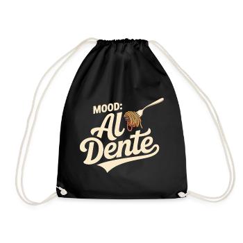 Al Dente Mood | Pasta Spruch - Turnbeutel - Schwarz - Vorne