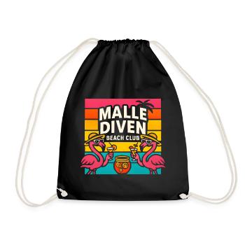 Malle Diven Beach Club Flamingo Mallorca Party - Drawstring Bag - black - Front